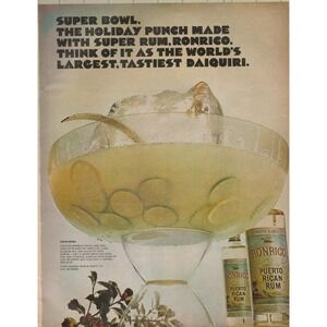 Ronrico Rum Super Bowl Holiday Punch Daiquiri Vintage Magazine Print Ad 1970